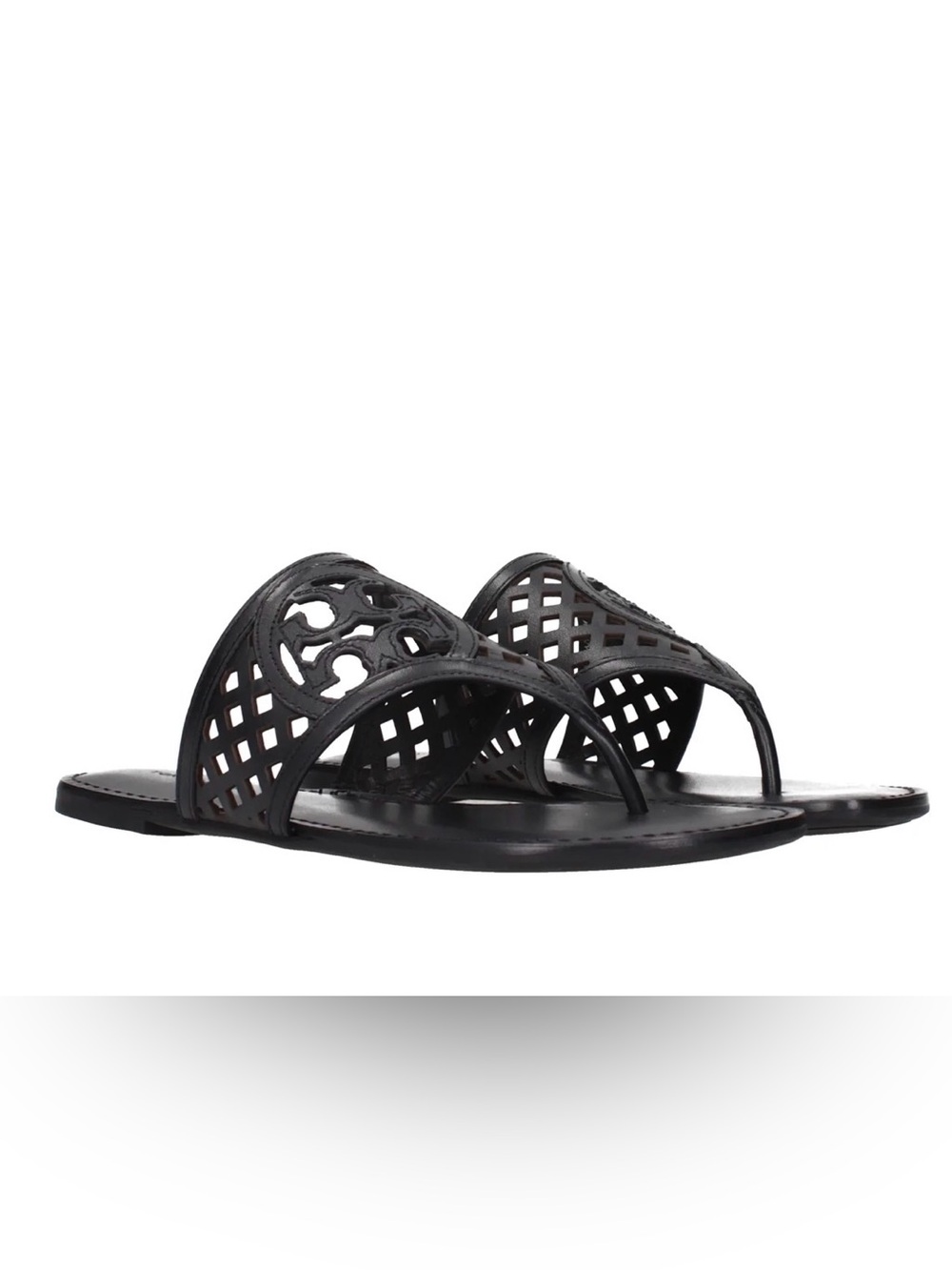 Tory Burch Flip Flops Women Leather Black 8